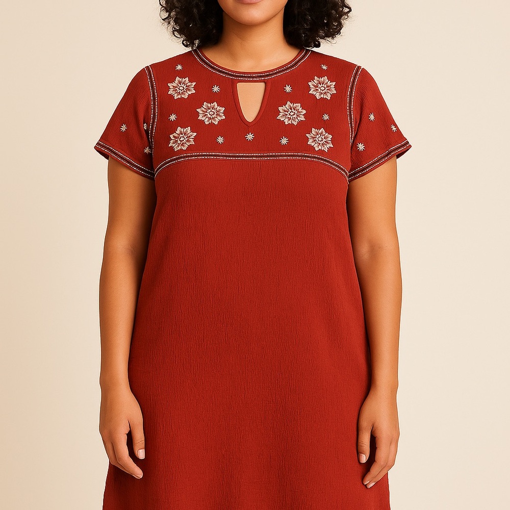 Boho Embroidered Tunic Dress – Abercrombie– Size Large